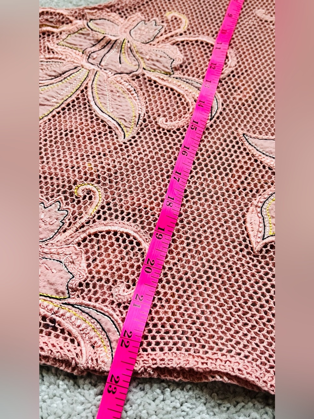 We The Free Pink coral sheet embroidered Floral Mesh Tank M - Picture 5 of 5